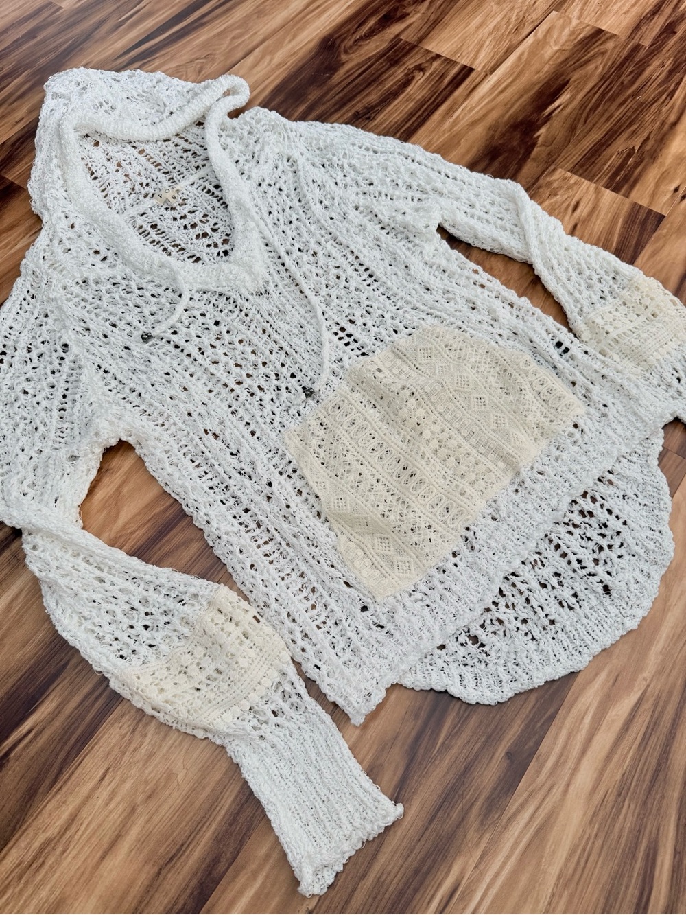 POL White Knit Crochet Pullover Top - Picture 3 of 6
